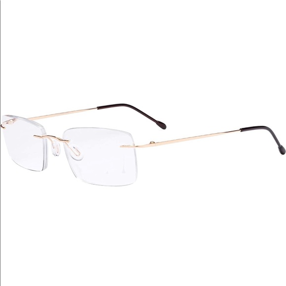 New Frameless Reading Glasses Rectangle Rimless Reader Eyeglasses Gold +0.50 - Picture 1 of 4